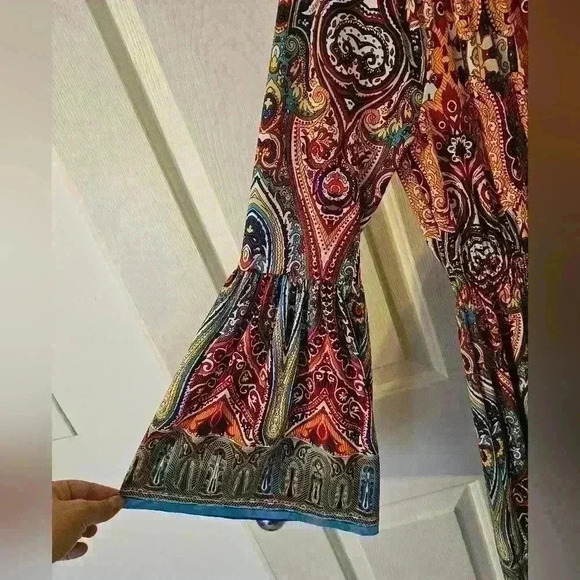 Boston Proper Bell Sleeve Boho Midi Dress Size 0 - Picture 5 of 6